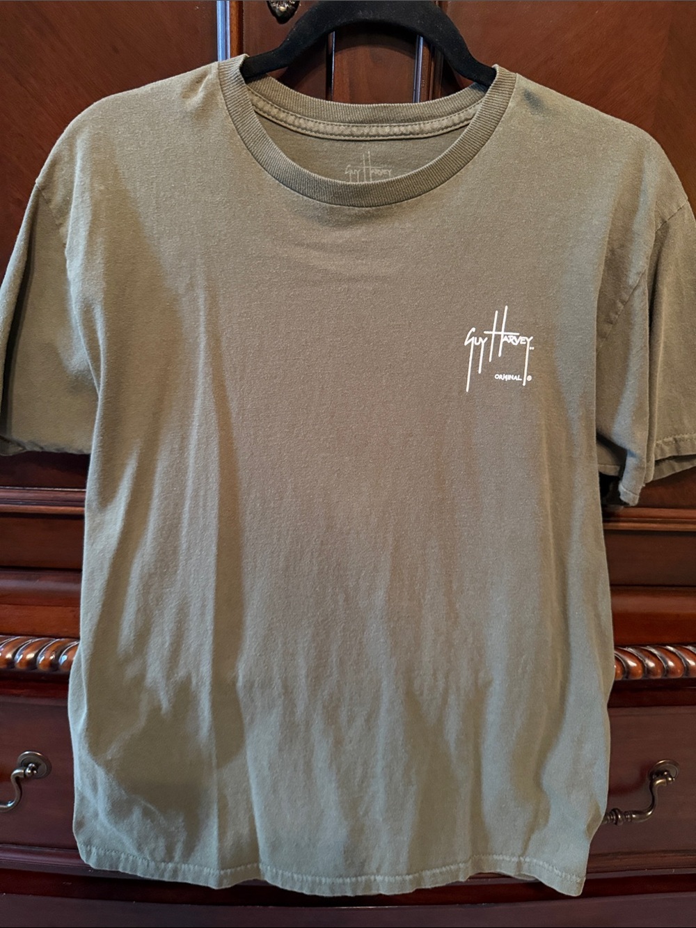 Guy Harvey Olive Green Short Sleeve Logo Tee Size Medium